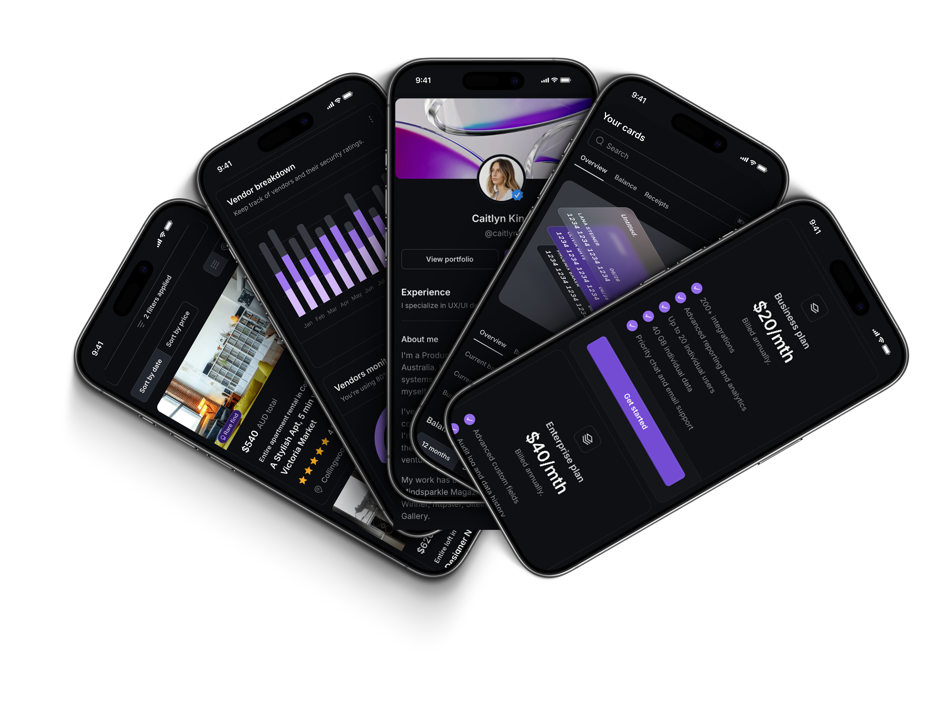 Mobile app showcase with multiple device screens